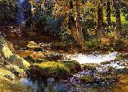 Frederick Arthur Bridgman River Landscape with Deer oil on canvas